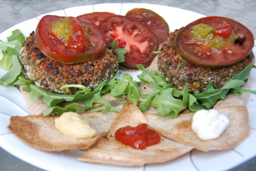 French Green Lentil and Mushroom Burgers